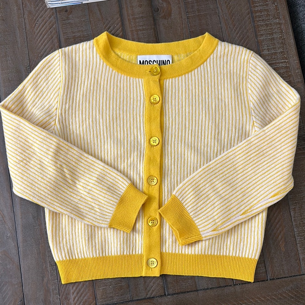Moschino Yellow Striped Cardigan